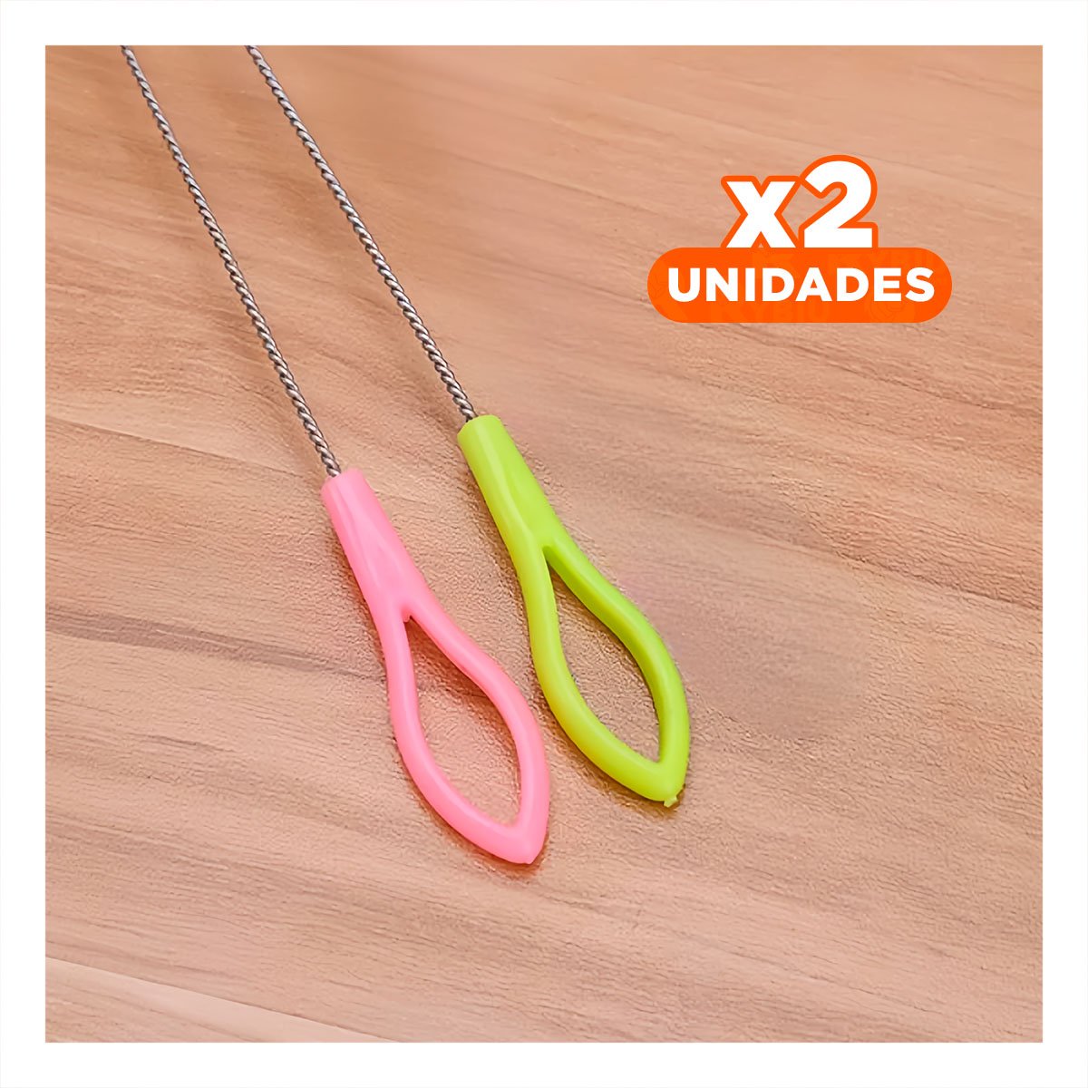 PACK2 BROCHA QUE FACILITA HIGIENE COMPLETA DE CAÑITAS 2PZS 19,5CM VERDE Y ROSADO YPAPEL REGALO - 1