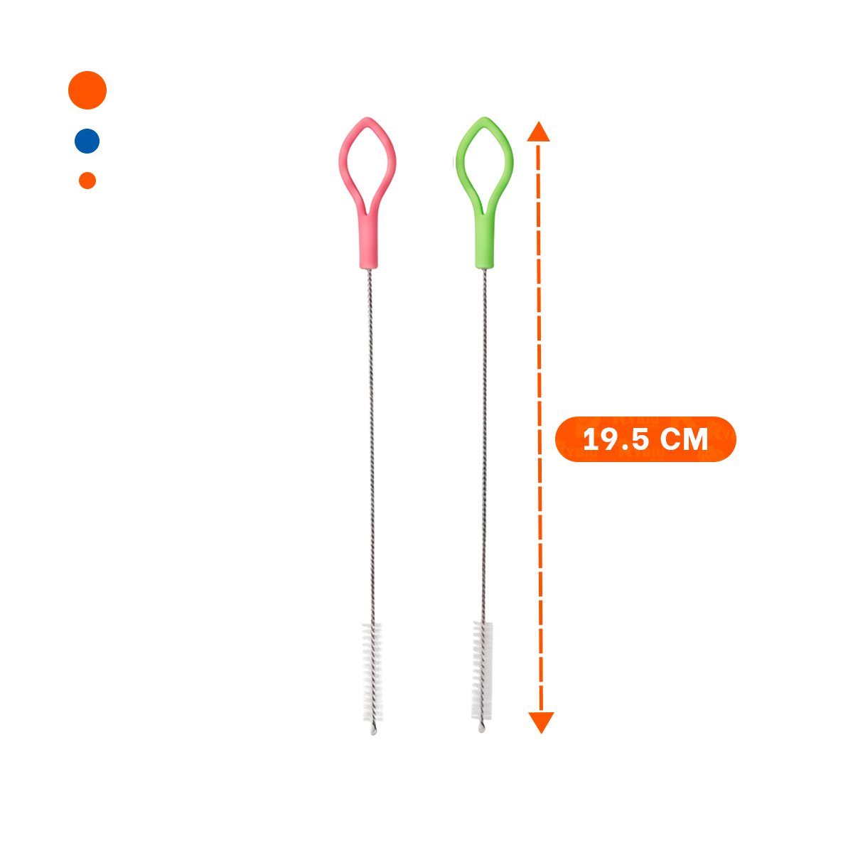 PACK2 BROCHA QUE FACILITA HIGIENE COMPLETA DE CAÑITAS 2PZS 19,5CM VERDE Y ROSADO YPAPEL REGALO - 4