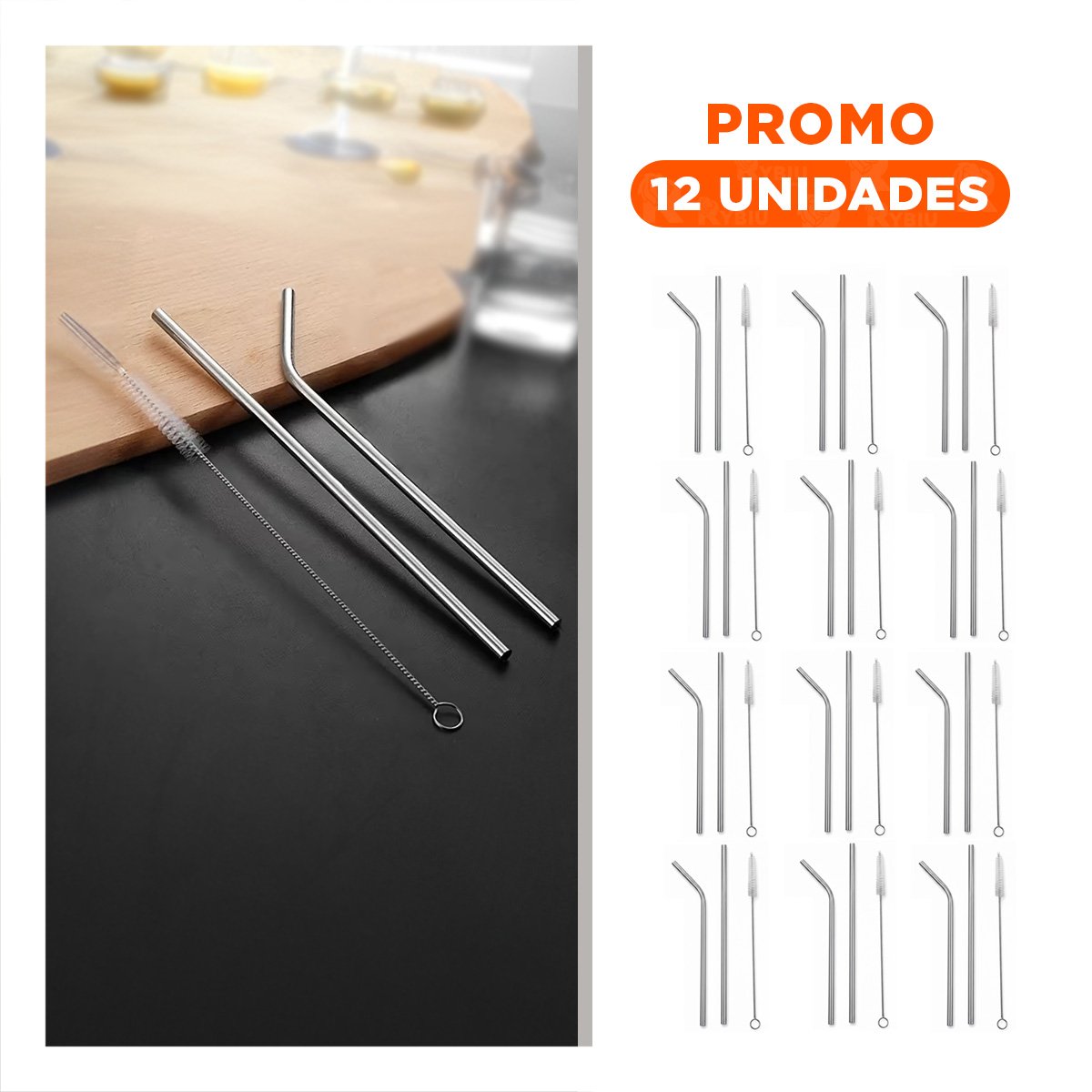 PACK12 BROCHA QUE MANTIENE CAÑITAS Y CEPILLO IMPECABLES 2PZS 1 CEPILLO PLATEADO - 1
