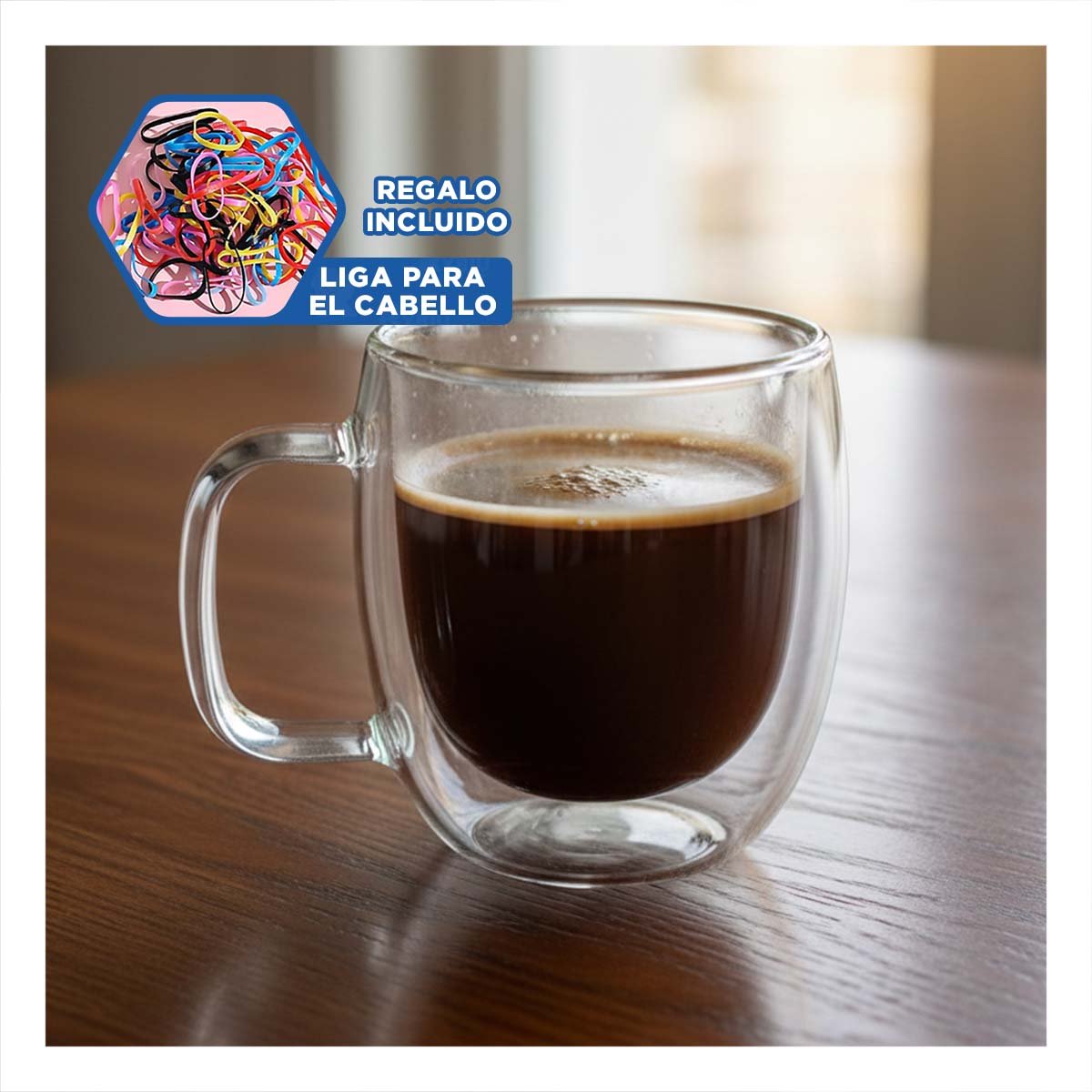 TAZA CON ASA CUADRADA ESPRESSO 80 ML DOBLE CAPA TRANSPARENTE YLIGAS REGALO - 2