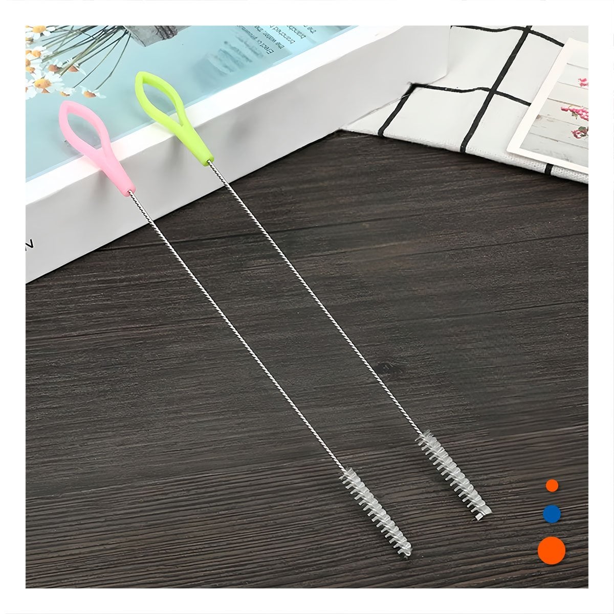 PACK2 BROCHA QUE LIMPIA CAÑITAS Y ACCESORIOS 2PZS 19,5CM VERDE Y ROSADO - 2
