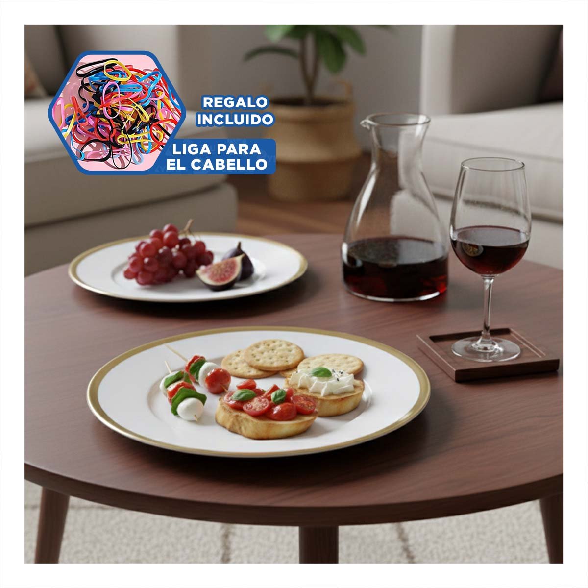PLATO BLANCO CON CONTORNO DORADO ELEGANTE PARA SERVICIO PRINCIPAL EN REUNIONES YLIGAS REGALO - 2