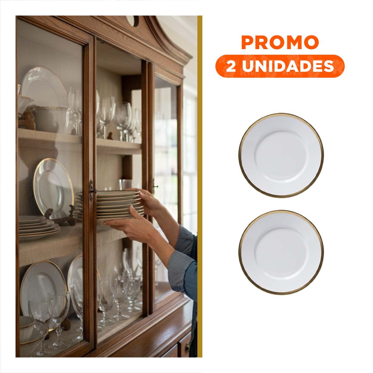 PACK2 FUENTE BLANCO CON LINEA DORADA REFINADA PARA MESA MODERNA Y ESTILO YREGALO STICKER - 1