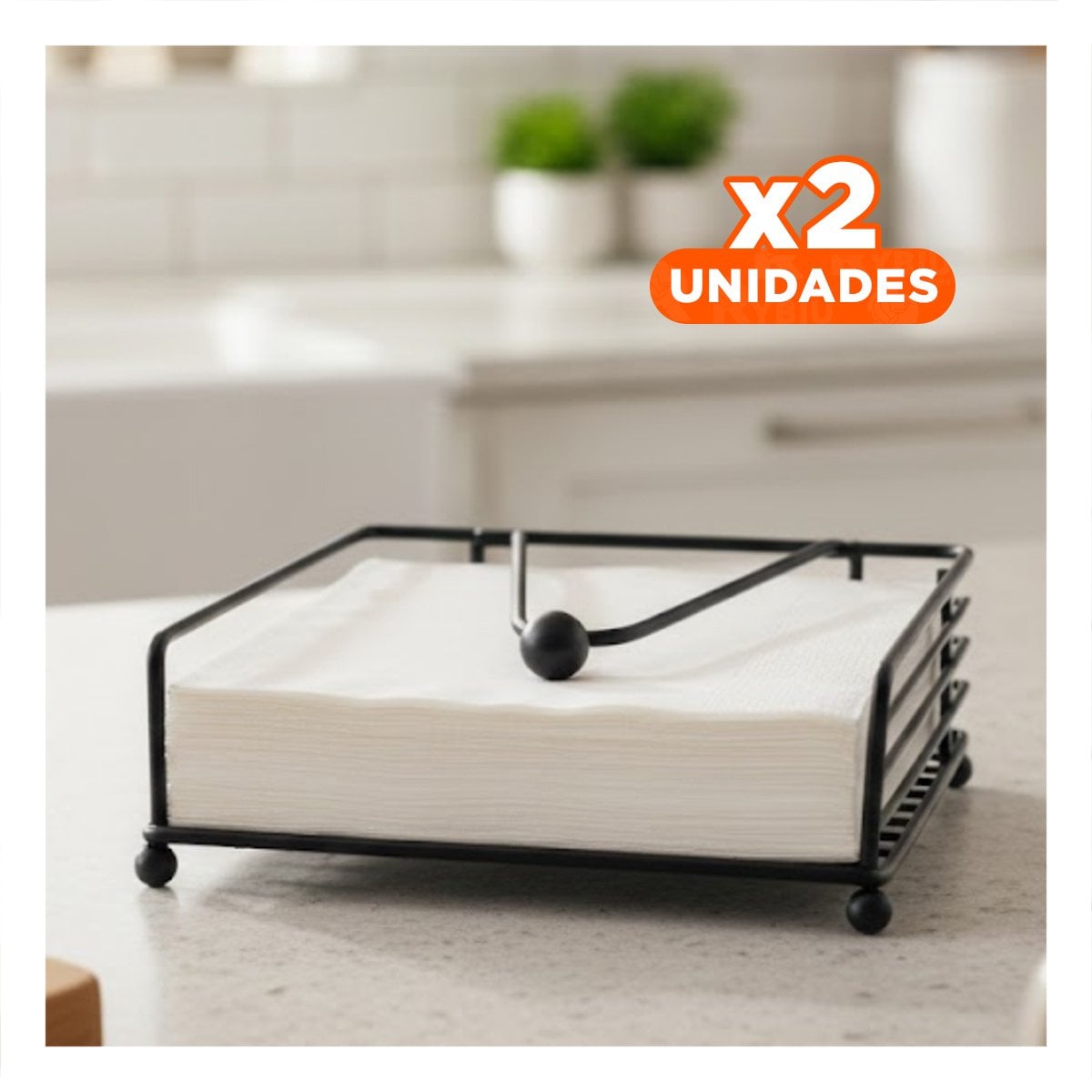 PACK2 PORTASERVILLETAS PARA COMEDOR DE COLOR NEGRO EN HIERRO CON BRAZO SEGURO - 1