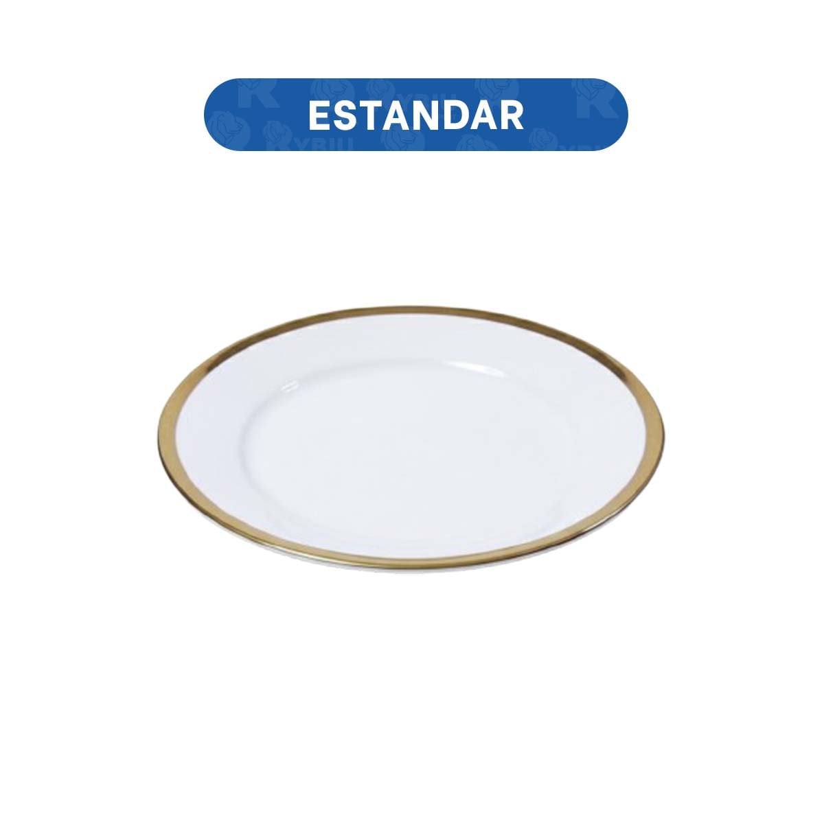 PLATO REDONDO EN BLANCO CON BORDE DORADO DECORATIVO PARA COMEDOR CLASICO YPAPEL REGALO - 4