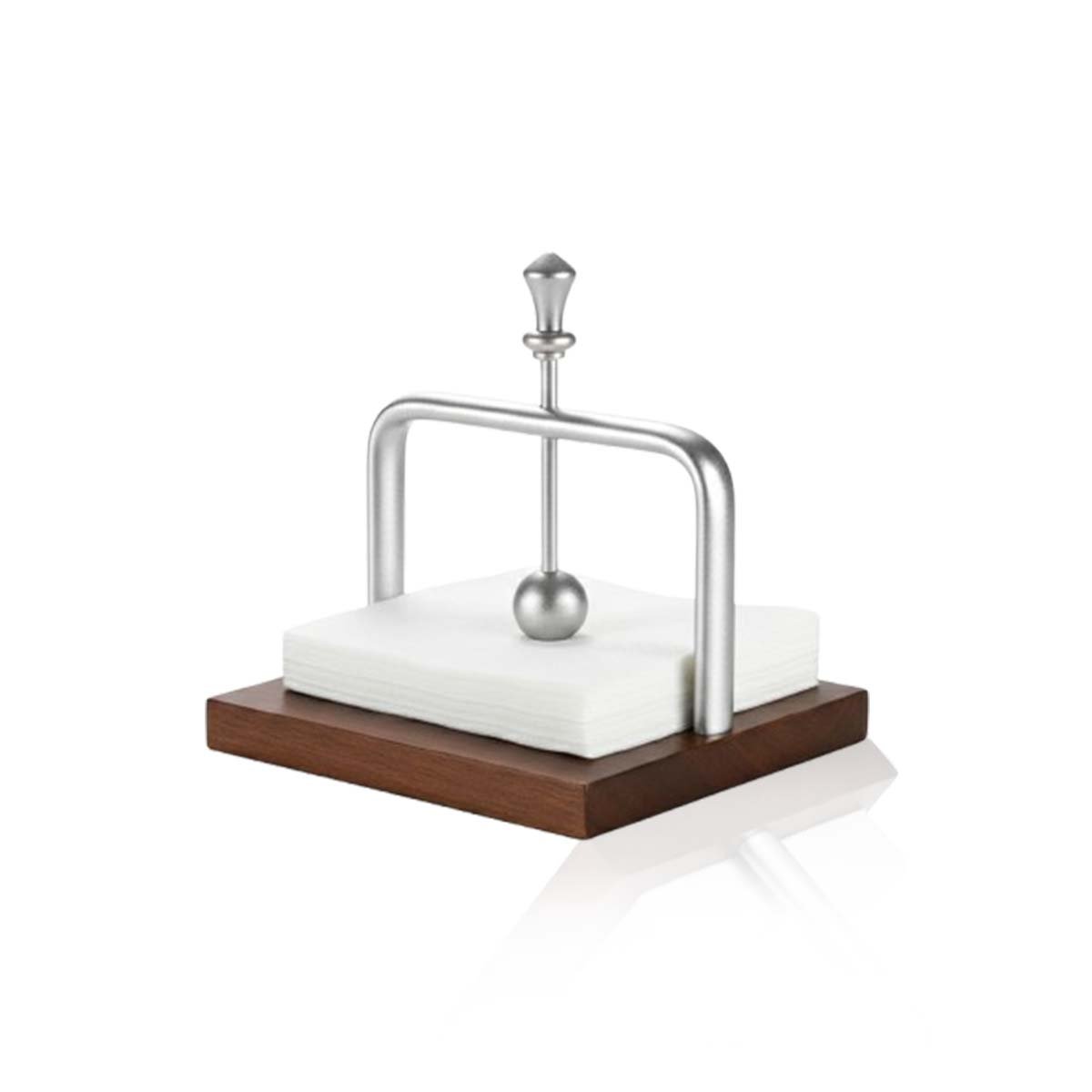 SERVILLETERO DE MESA DE COLOR PLATEADO DE BASE MADERA Y SISTEMA DISPENSADOR YLIGAS REGALO - 5