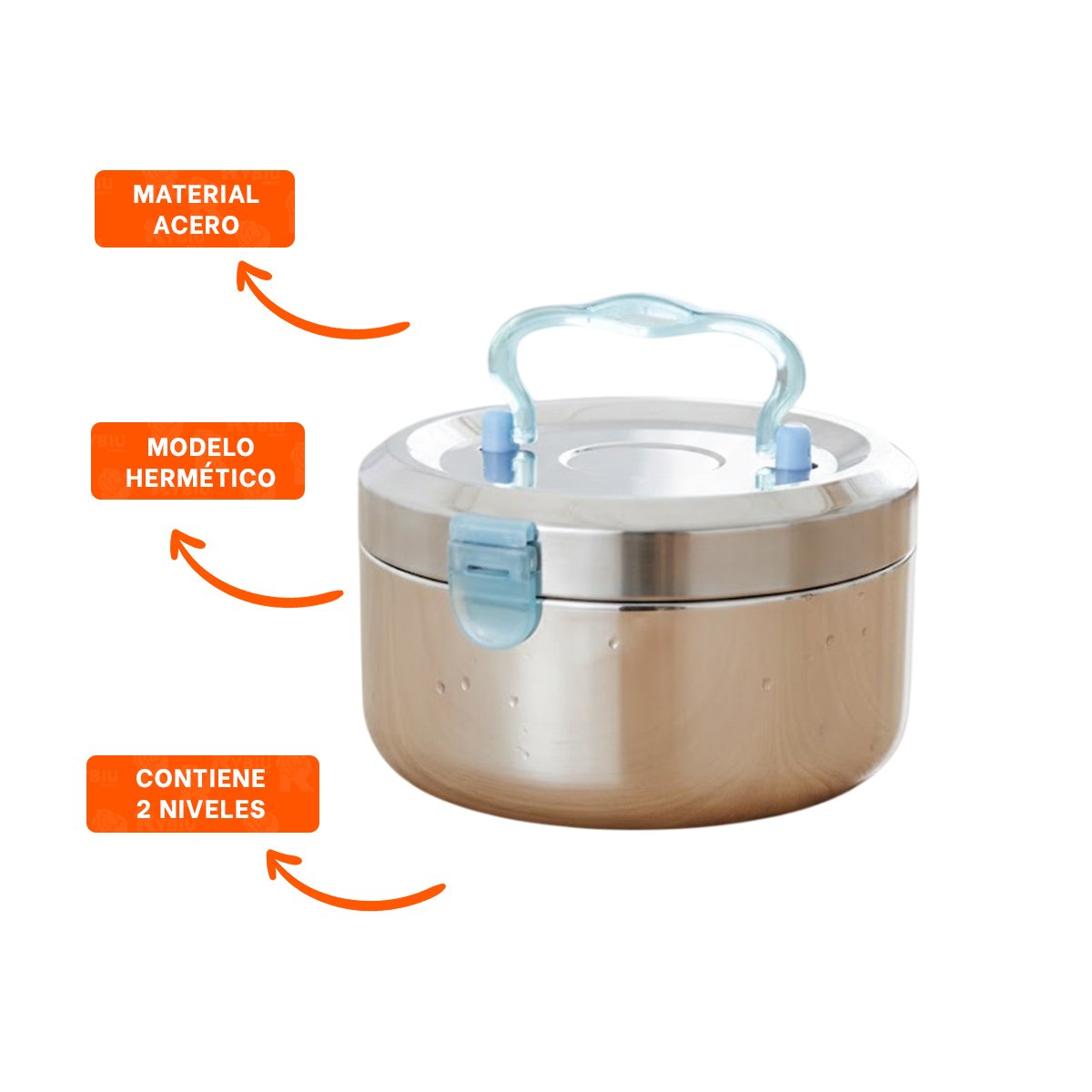 TAPER CIRCULAR CUADRADO EN ACERO DE 1200ML PLATEADO Y CELESTE PARA USO DIARIO YPOST IT - 5
