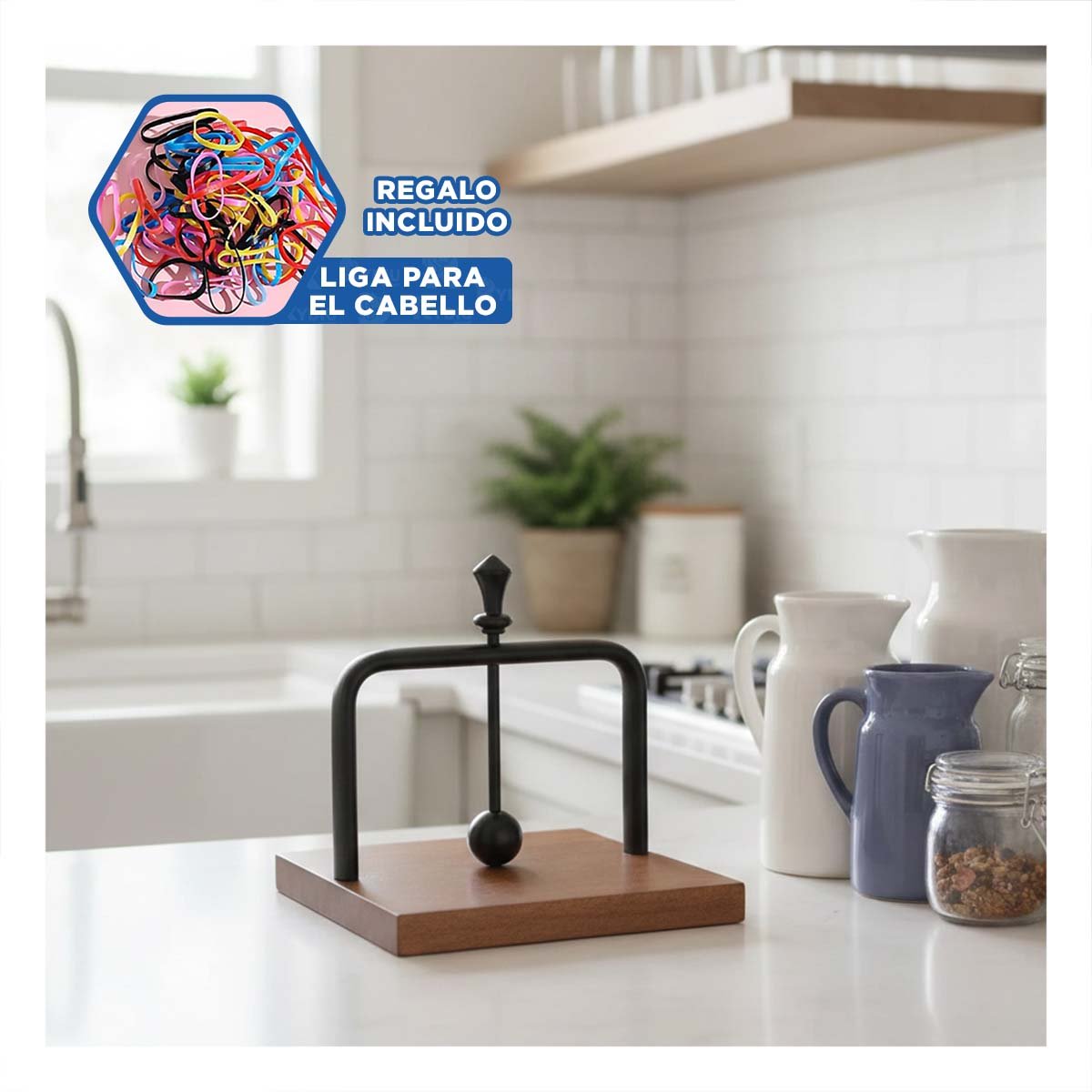 SERVILLETERO DE MESA DE COLOR NEGRO DE BASE MADERA Y SISTEMA DISPENSADOR YLIGAS REGALO - 2