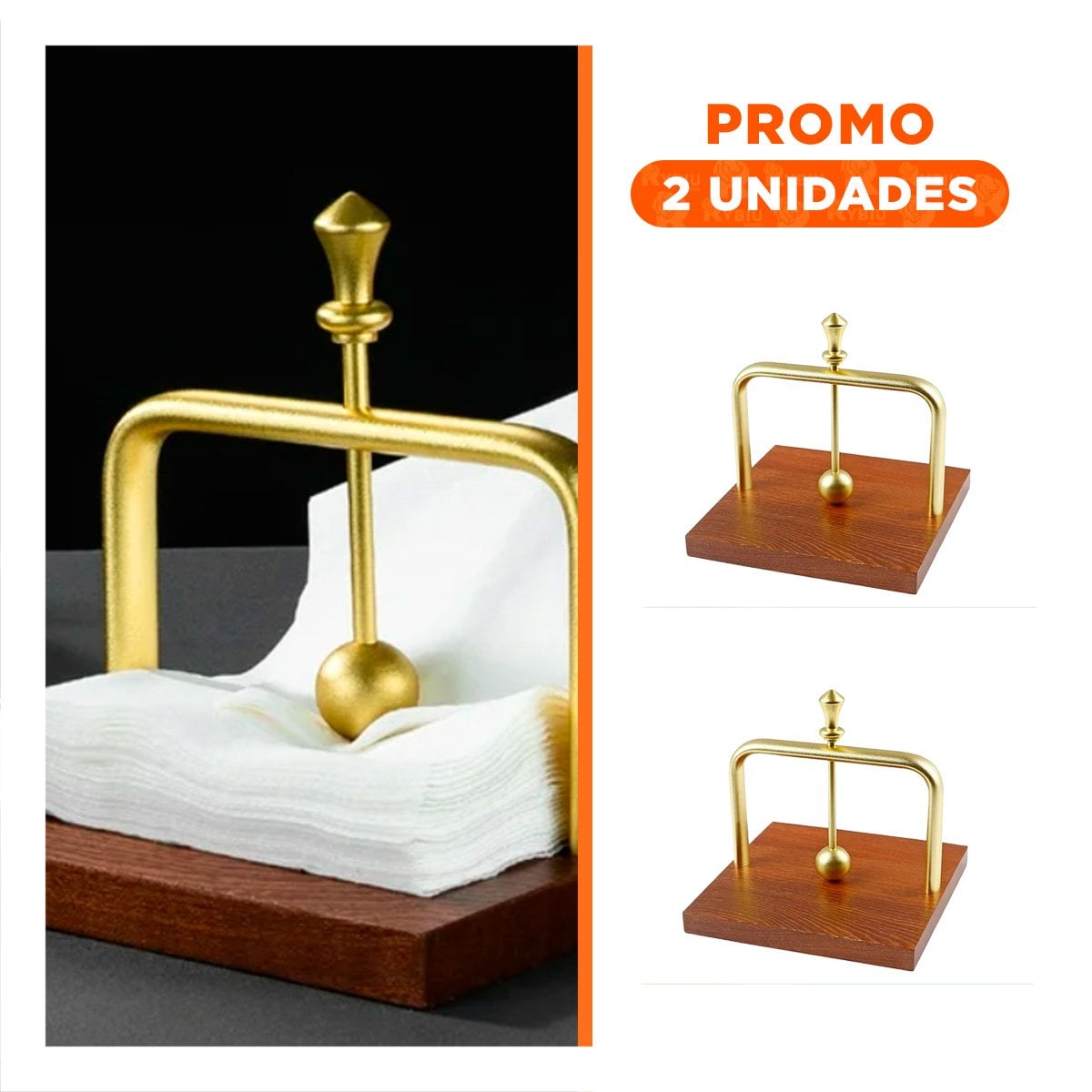 PACK2 DISPENSADOR DE COLOR DORADO VERTICAL CON BASE MADERA INTEGRADA YREGALO STICKER - 1