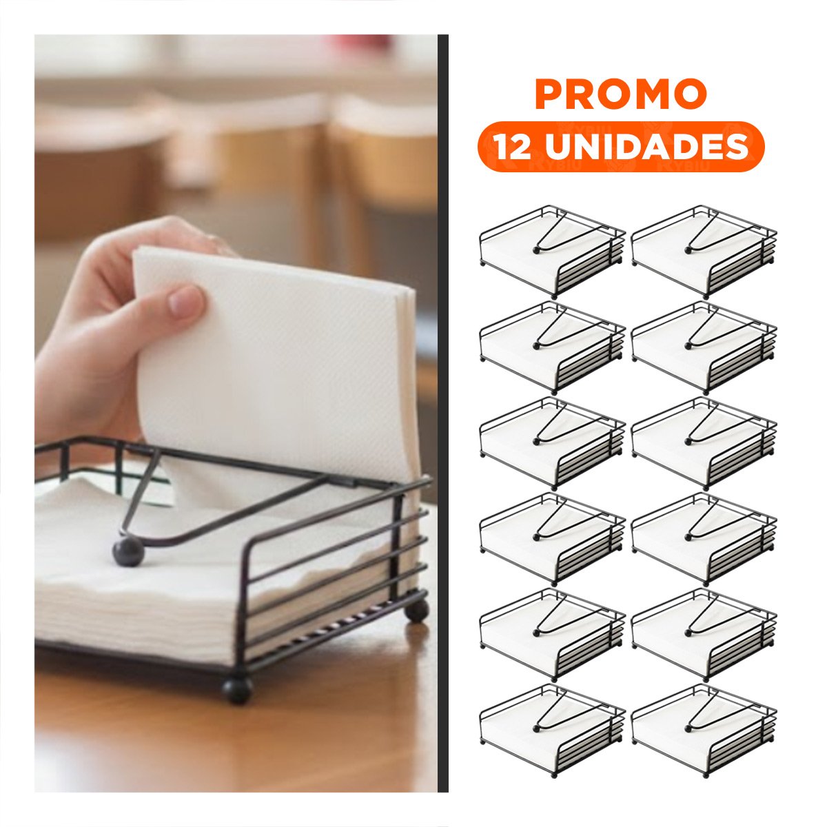 PACK12 DISPENSADOR VERTICAL DE COLOR NEGRO CON BASE DE HIERRO Y BRAZO - 1