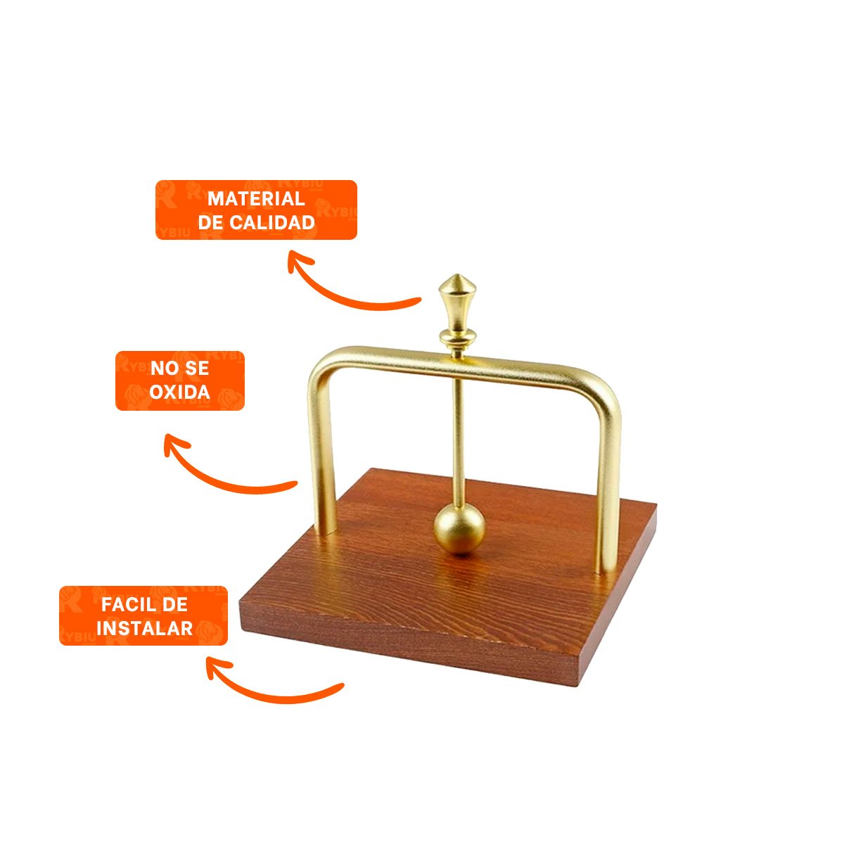SERVILLETERO DE COLOR DORADO VERTICAL CON BASE MADERA Y BRAZO DISPENSADOR YPAPEL REGALO - 5
