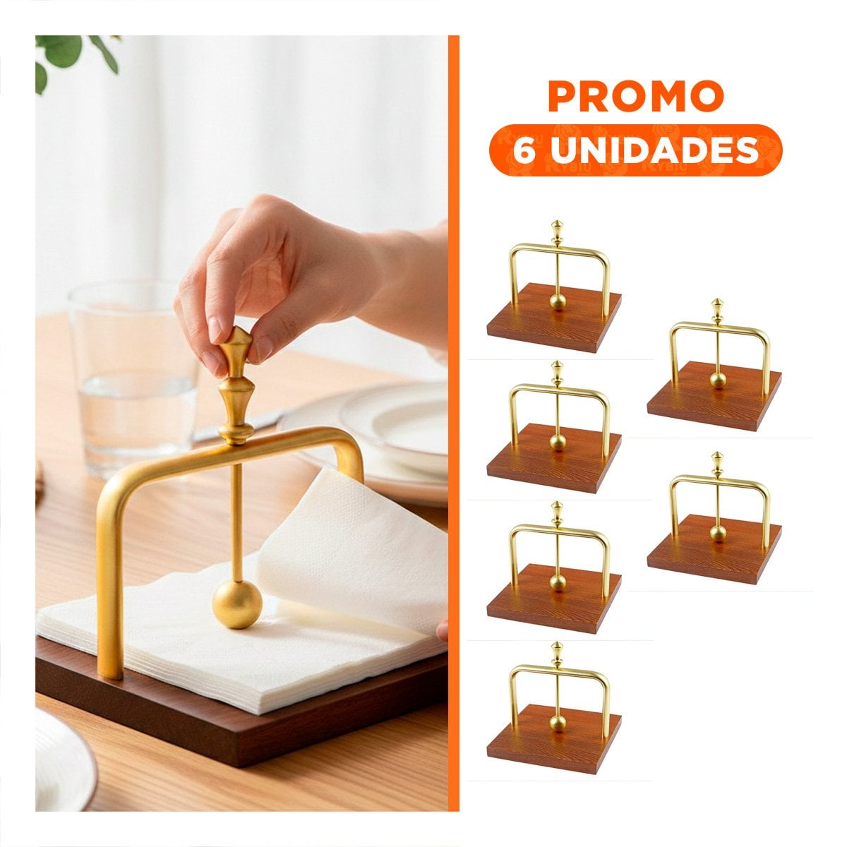 PACK6 ORGANIZADOR DE COLOR DORADO VERTICAL CON BASE MADERA ESTABLE YREGALO STICKER - 1