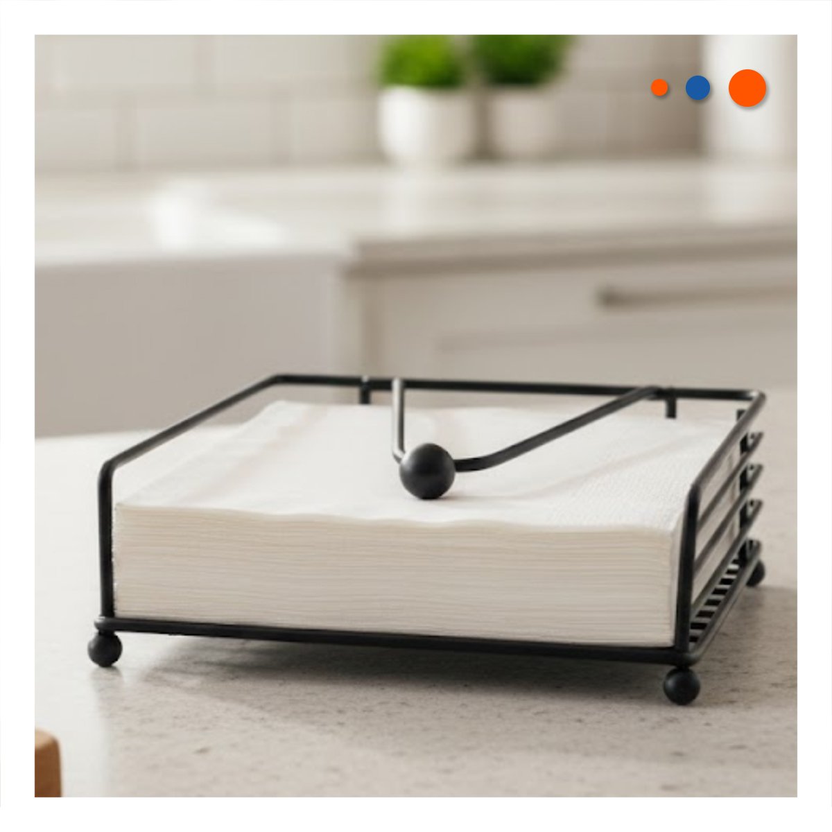 SERVILLETERO PARA COCINA MODERNA CON BRAZO DISPENSADOR EN NEGRO DE HIERRO YREGALO STICKER - 2