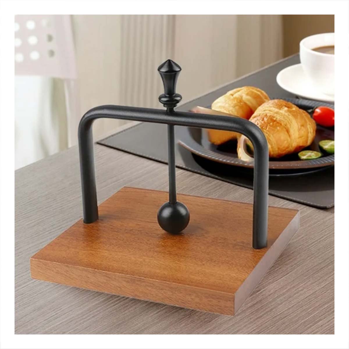 PACK4 DISPENSADOR VERTICAL DE COLOR NEGRO BASE MADERA PARA MESA - 2