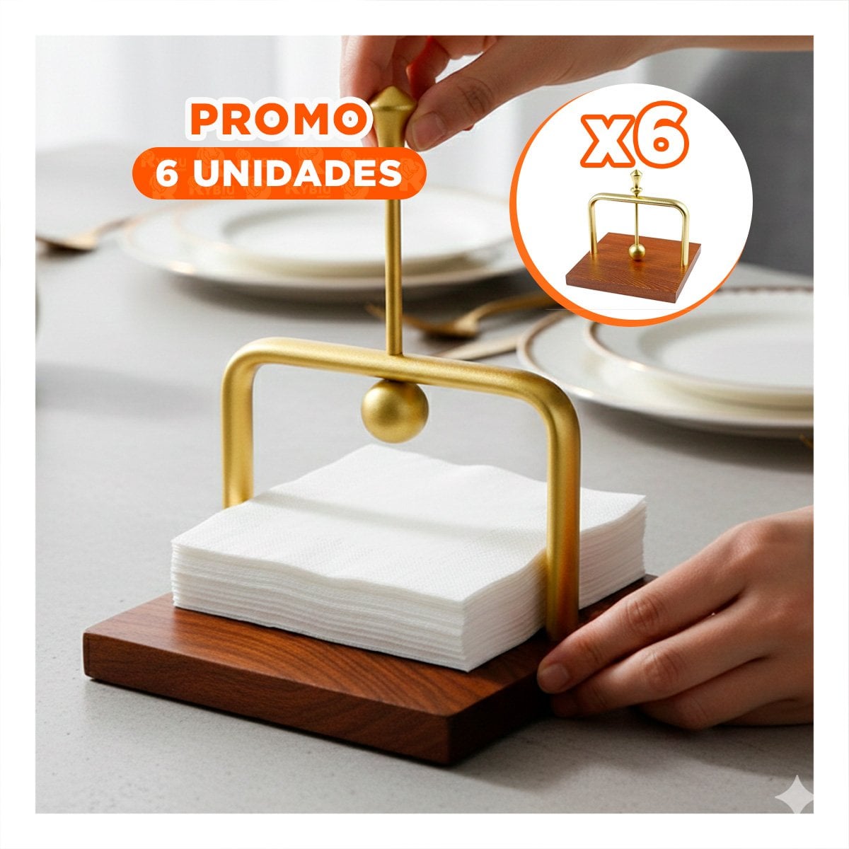 PACK6 ORGANIZADOR VERTICAL DE COLOR DORADO CON SOPORTE MADERA INTEGRADO YPAPEL REGALO - 1