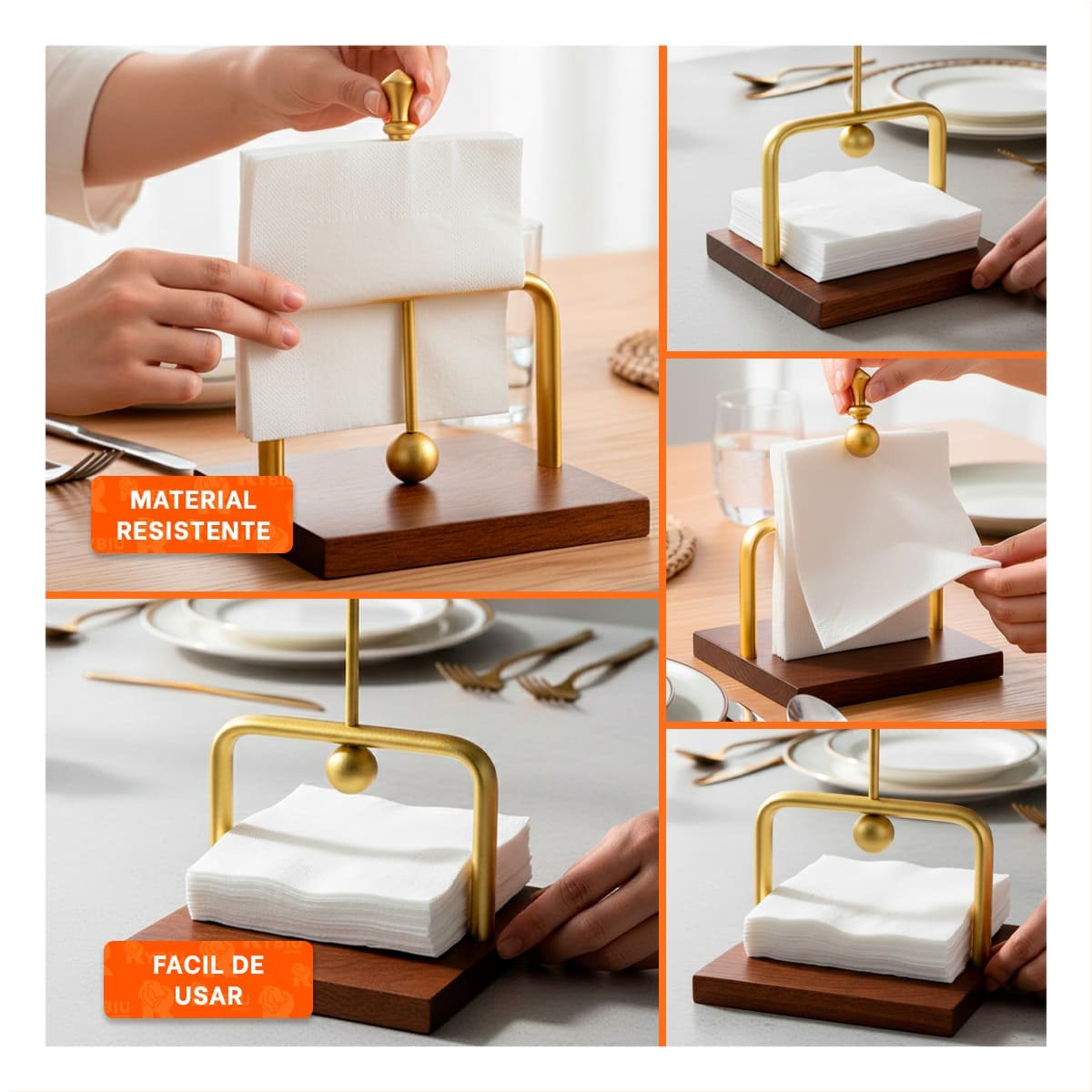 PACK6 ORGANIZADOR VERTICAL DE COLOR DORADO CON SOPORTE MADERA INTEGRADO YPAPEL REGALO - 3
