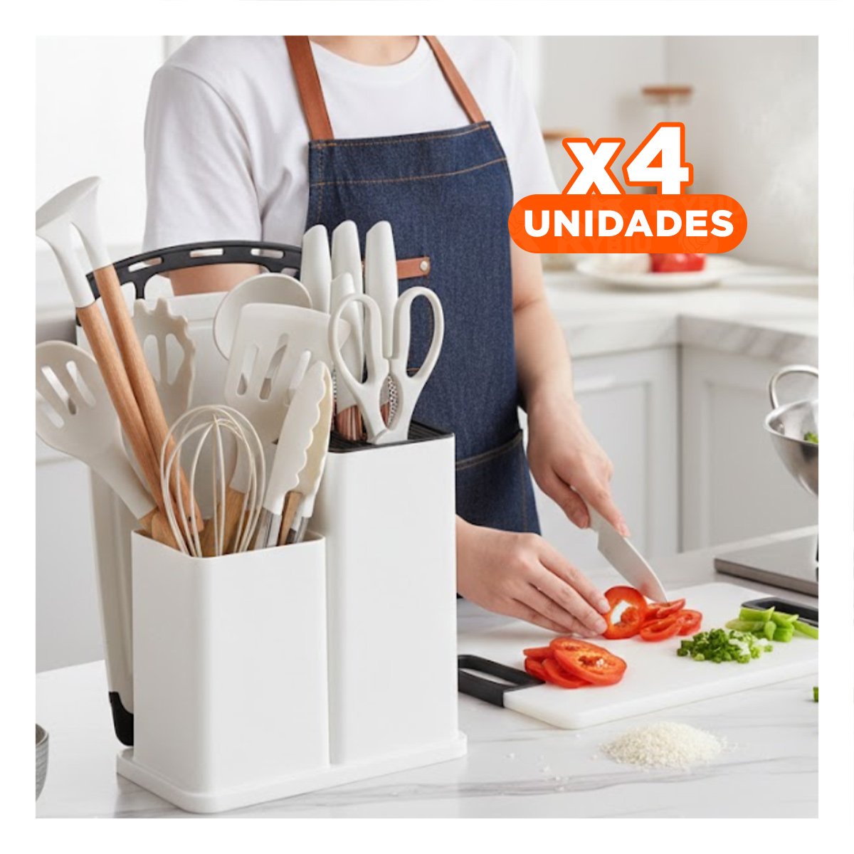PACK4 JUEGO ORGANIZADO CON 18 PIEZAS EN BLANCO DE SILICONA Y MADERA YPAPEL REGALO - 1