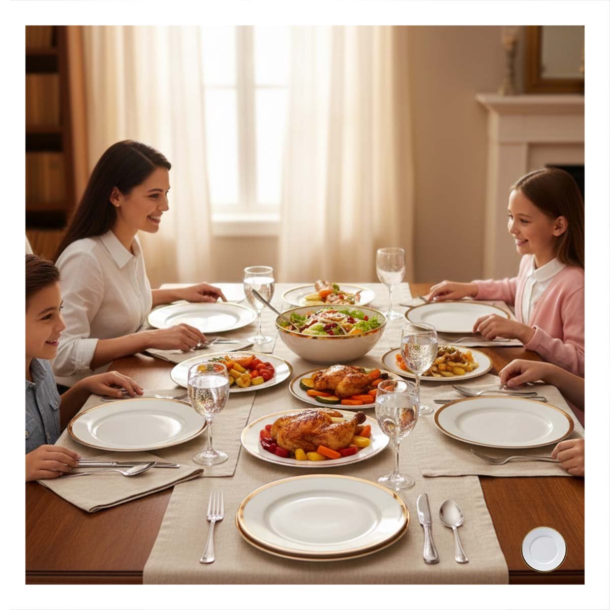 PLATO BASE EN BLANCO CON BORDE DORADO SOFISTICADO PARA AMBIENTACION FORMAL EN COMEDOR YPOST IT - 3