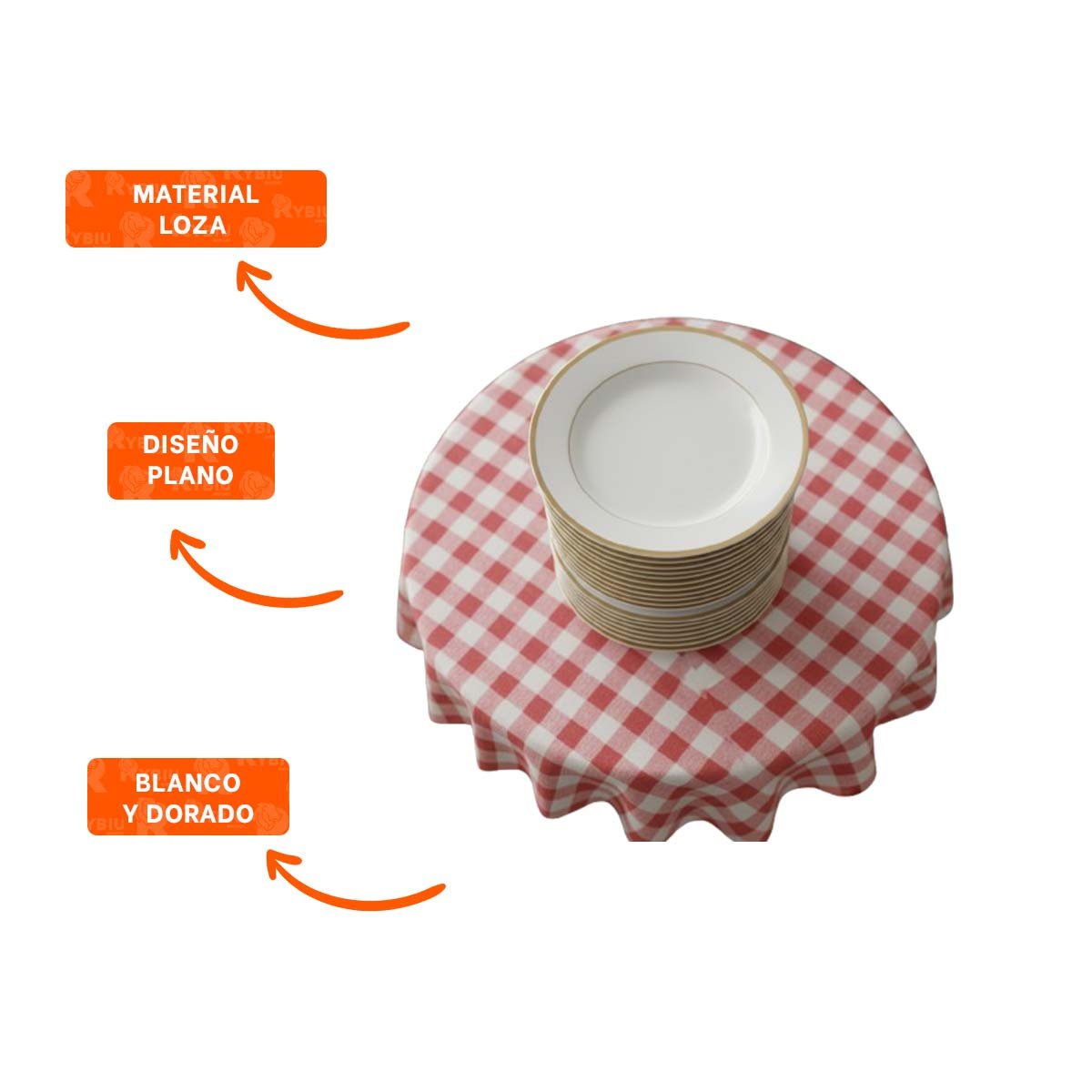 PLATO BASE EN BLANCO CON BORDE DORADO SOFISTICADO PARA AMBIENTACION FORMAL EN COMEDOR YPOST IT - 5