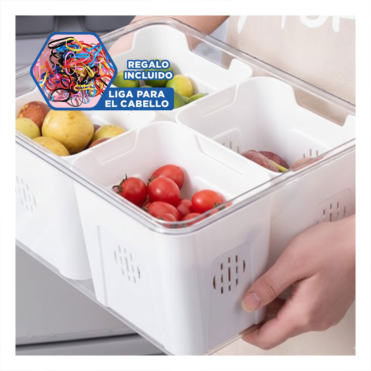 CONTENEDOR TRANSPARENTE CON 4 BANDEJAS ESCURRIDORAS PARA COCINA Y OFICINA YLIGAS REGALO - 2