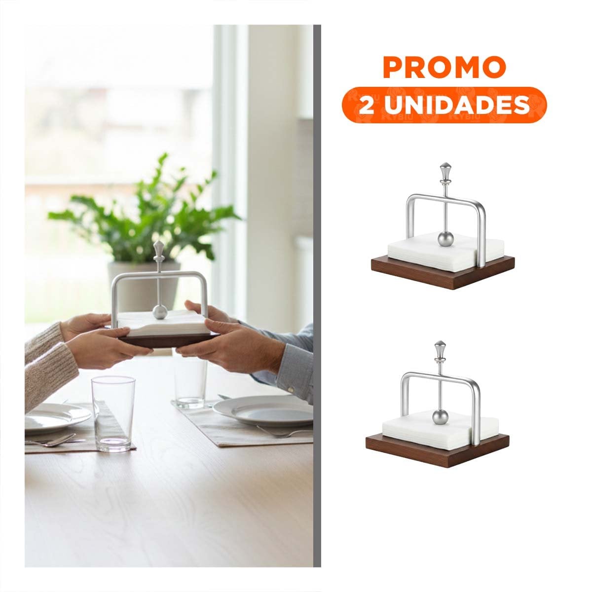 PACK2 DISPENSADOR DE COLOR PLATEADO VERTICAL CON BASE MADERA INTEGRADA YREGALO STICKER - 1