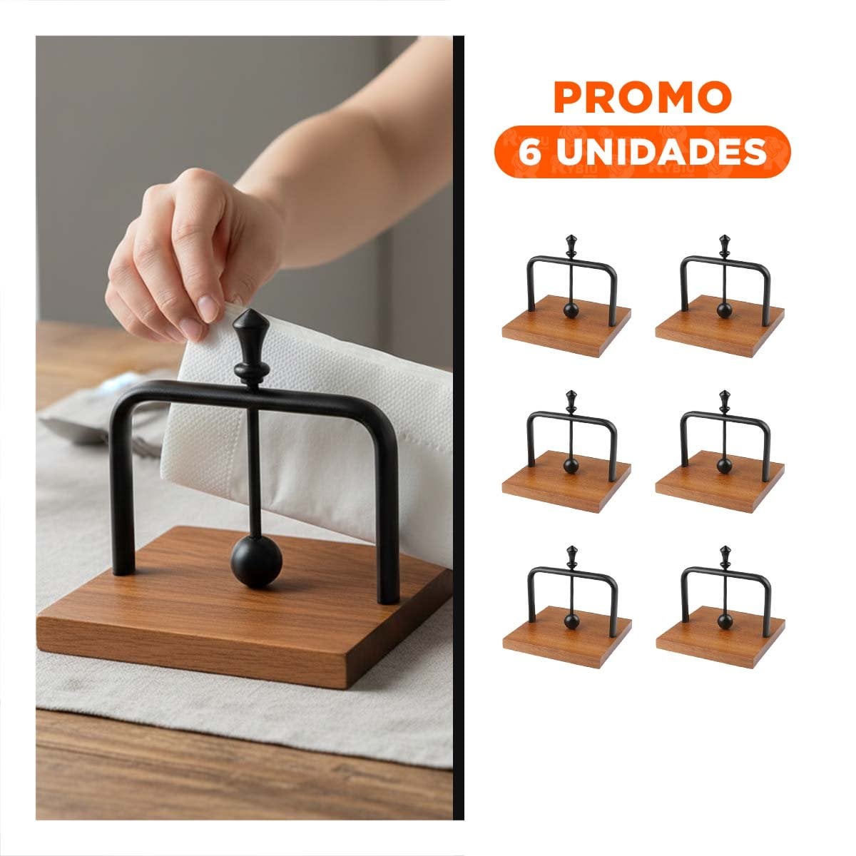 PACK6 ORGANIZADOR DE COLOR NEGRO VERTICAL CON BASE MADERA ESTABLE YREGALO STICKER - 1