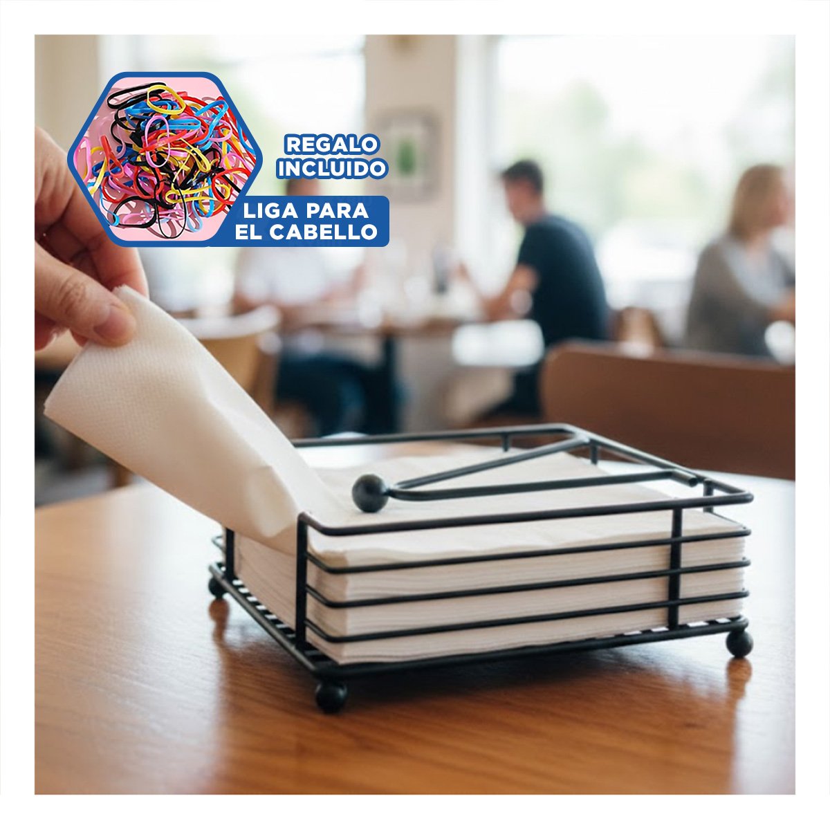 SERVILLETERO COMPACTO EN HIERRO COLOR NEGRO CON BRAZO DISPENSADOR PARA COMEDOR YLIGAS REGALO - 2