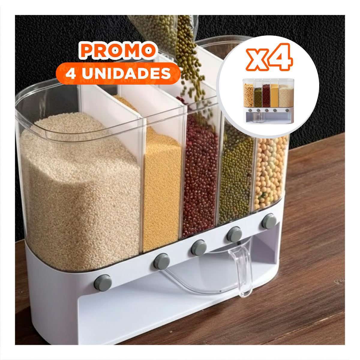 PACK4 ORGANIZADOR OVALADO DE 10L BLANCO Y TRANSPARENTE PARA COCINA YREGALO STICKER - 1