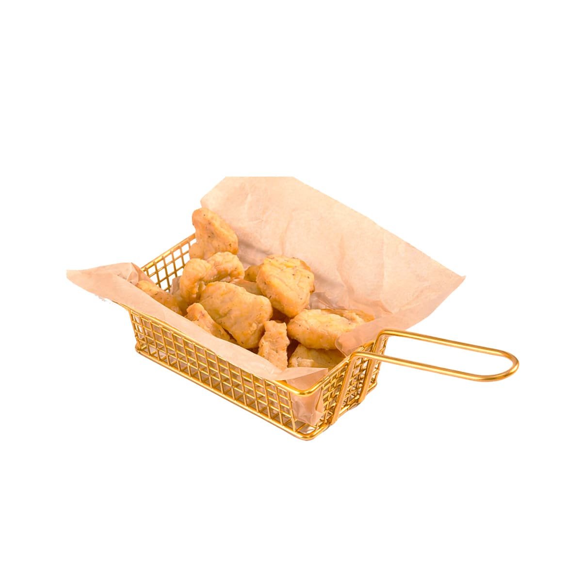 PACK4 CESTA PARA FREIR RECTANGULAR DORADO CON ASA LARGA PARA COCINA FUNCIONAL YPAPEL REGALO - 3