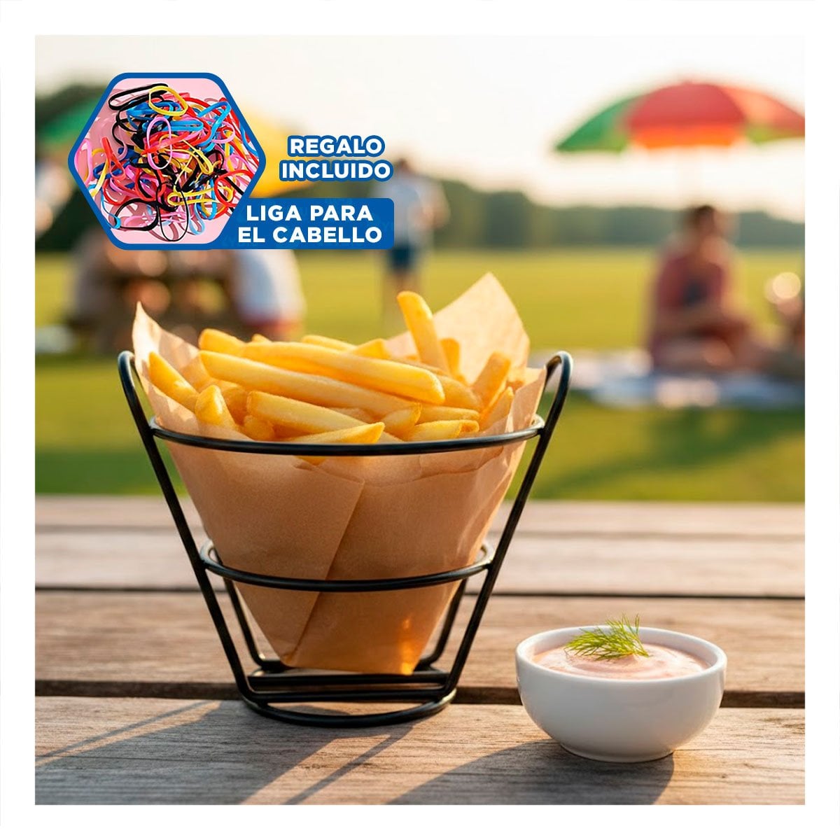 CANASTA EN FORMA DE CONO PARA FREIR EN COLOR NEGRO EN COCINA COMERCIAL YLIGAS REGALO - 2