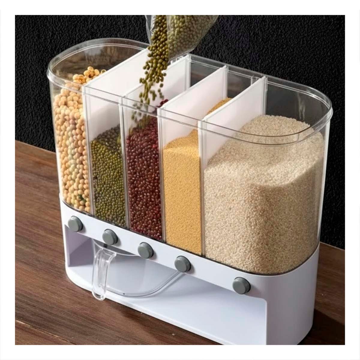 PACK2 CONTENEDOR OVALADO DE 10L BLANCO Y TRANSPARENTE PARA ESPACIOS DE COCINA - 5