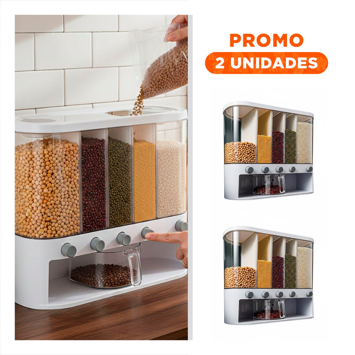 PACK2 ORGANIZADOR OVALADO 10L BLANCO TRANSPARENTE PARA ORDEN YREGALO STICKER - 1