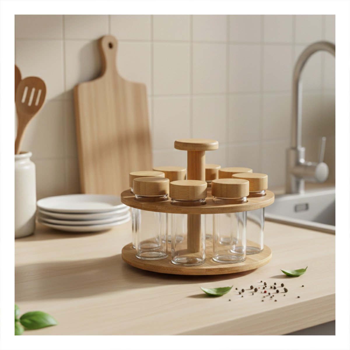 PACK6 RECIPIENTE CON 8 FRASCOS PARA COCINA Y DESPENSA YPAPEL REGALO - 5