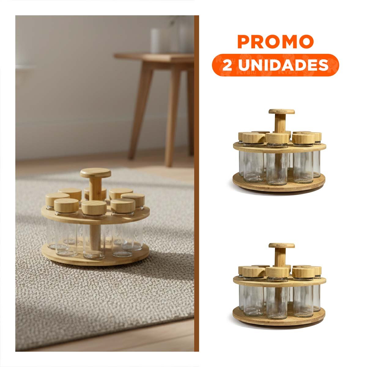 PACK2 SOPORTE CON 8 FRASCOS QUE PERMITE ORGANIZAR COCINA Y MESA YREGALO STICKER - 1