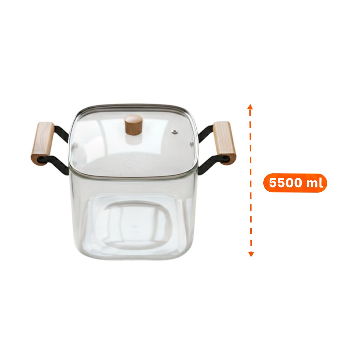 PACK4 VASIJA BOROSILICATO CON TAPA Y ASA DE MADERA 5500ML TRANSPARENTE YREGALO STICKER - 4