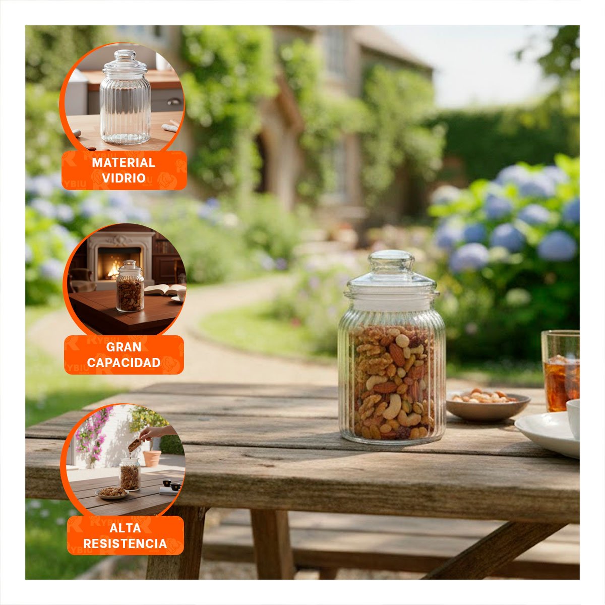 RECIPIENTE DE GRANO 1020ML TRANSPARENTE A RAYAS PARA MUCHA CALMA REAL YPOST IT - 5