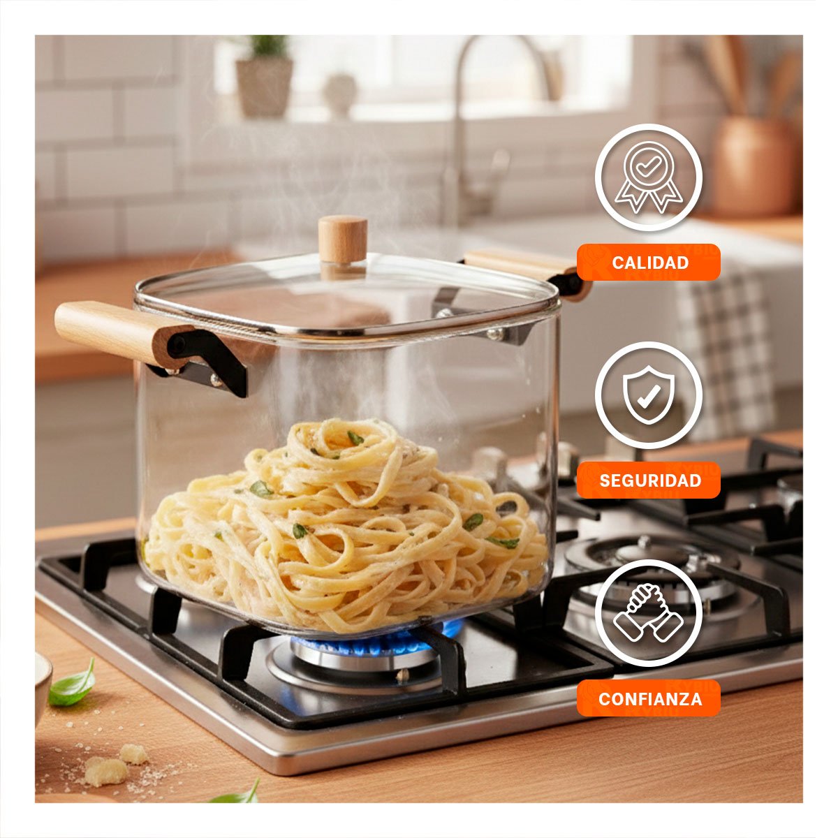 SOPERA ELEGANTE PARA SERVIR Y COCINAR EN VIDRIO 5500ML TRANSPARENTE YPOST IT - 5