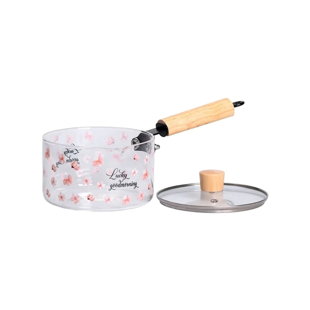 PACK2 CACEROLA RESISTENTE CON ESTILO FLORAL Y ASA DE MADERA TRANSPARENTE YREGALO STICKER - 2