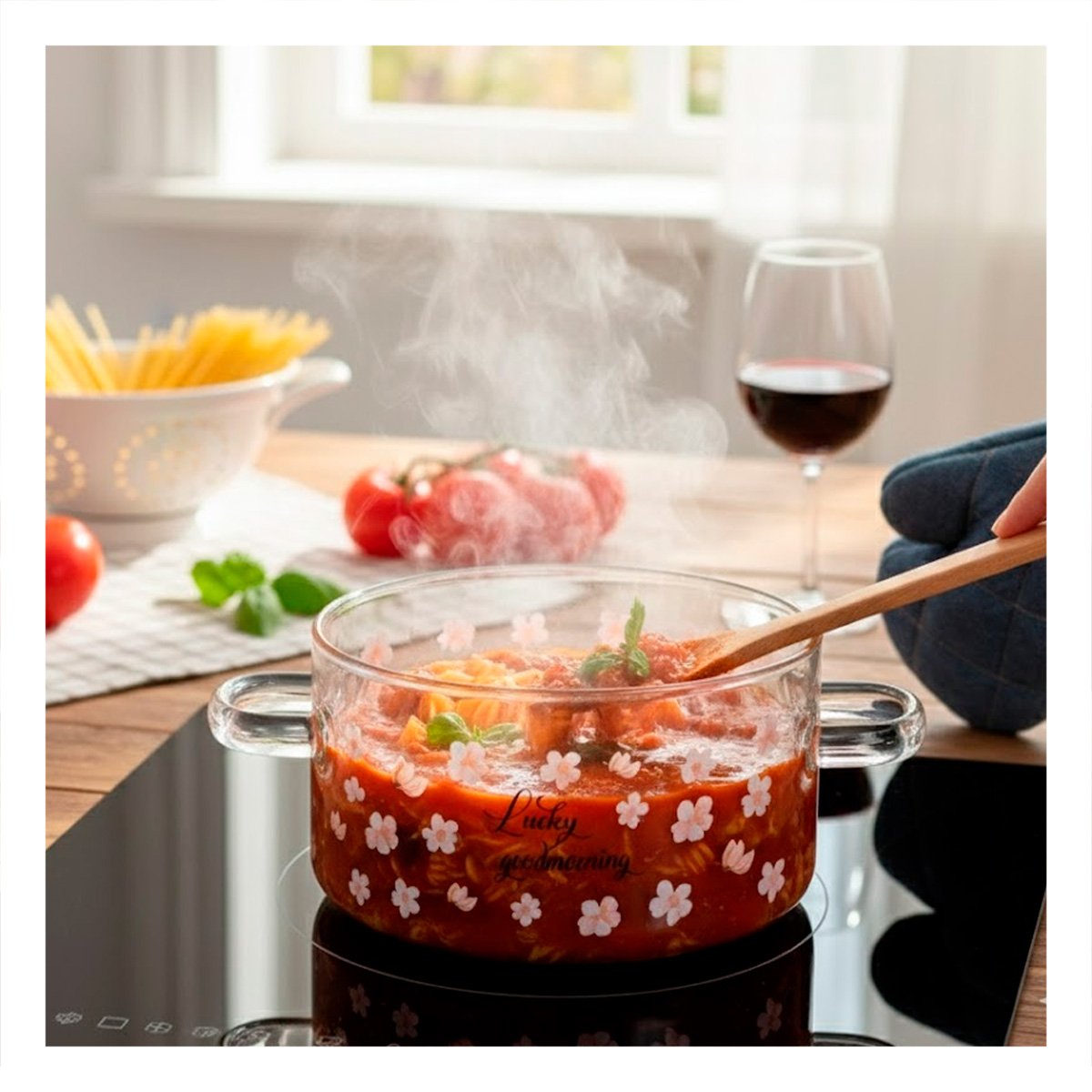 RECIPIENTE TERMORESISTENTE PARA COCINA DIARIA 1,8L TRANSPARENTE Y+PAPEL REGALO - 2