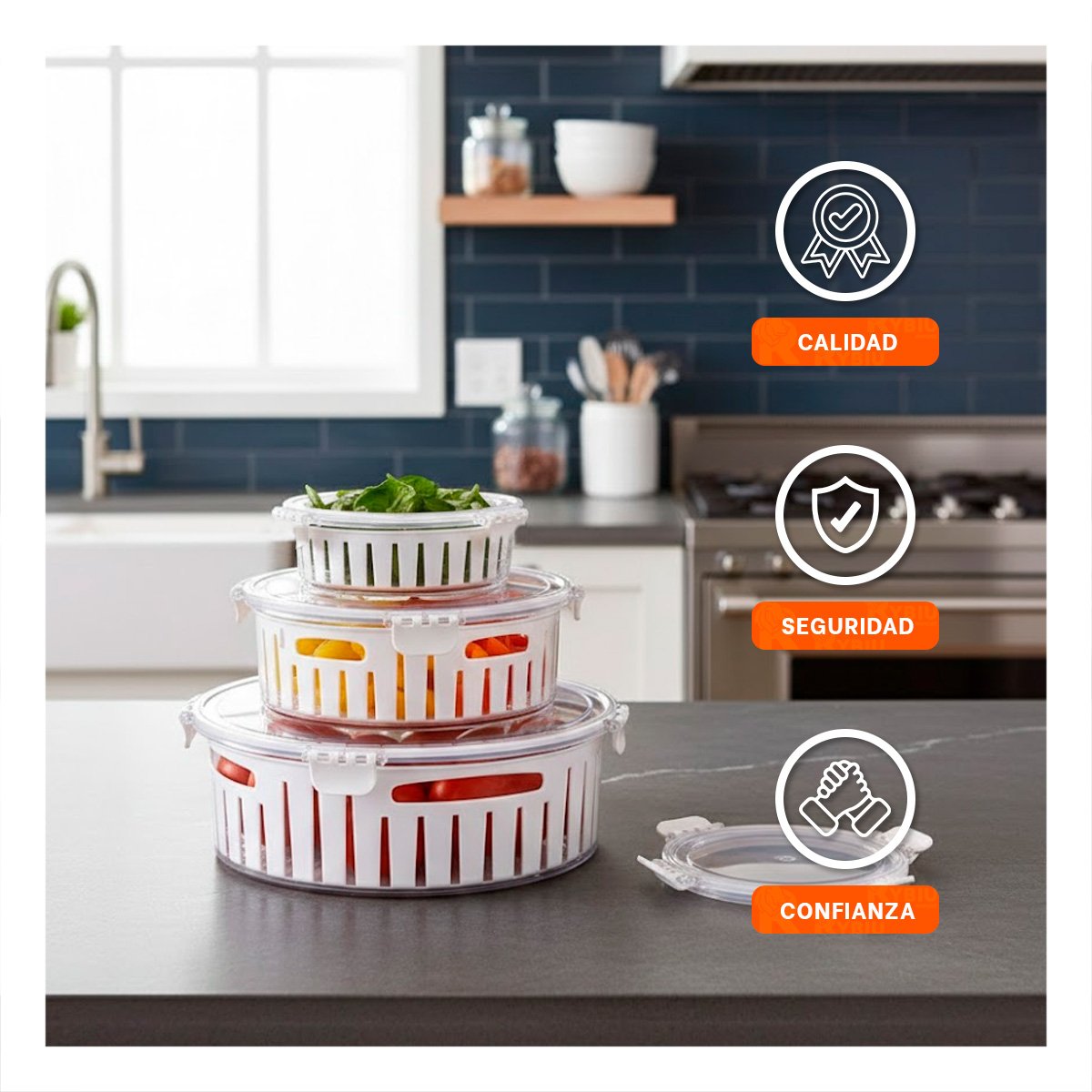RECIPIENTE PRACTICO PARA COCINA Y ALMACENAMIENTO TRANSPARENTE YPOST IT - 5