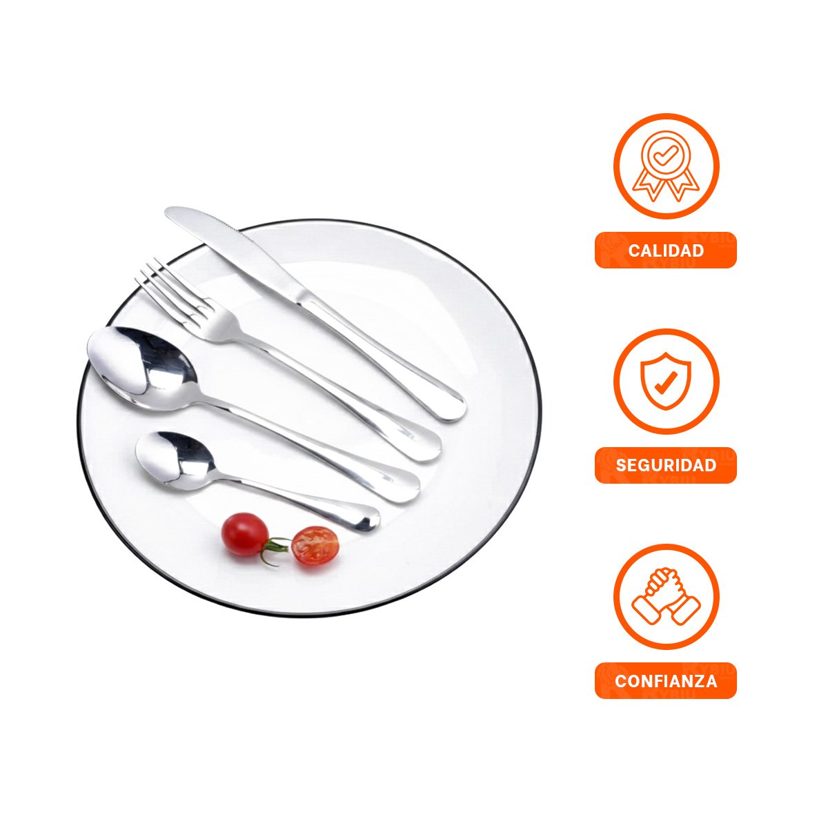 JUEGO COMPLETO DE CUBIERTOS 16 PIEZAS PARA COCINA FAMILIAR PLATEADO YPAPEL REGALO - 5
