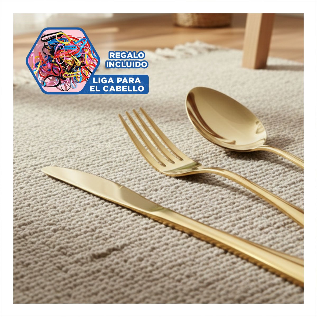 JUEGO PREMIUM 16 CUBIERTOS PARA EVENTOS Y REUNIONES DORADO YLIGAS REGALO - 2