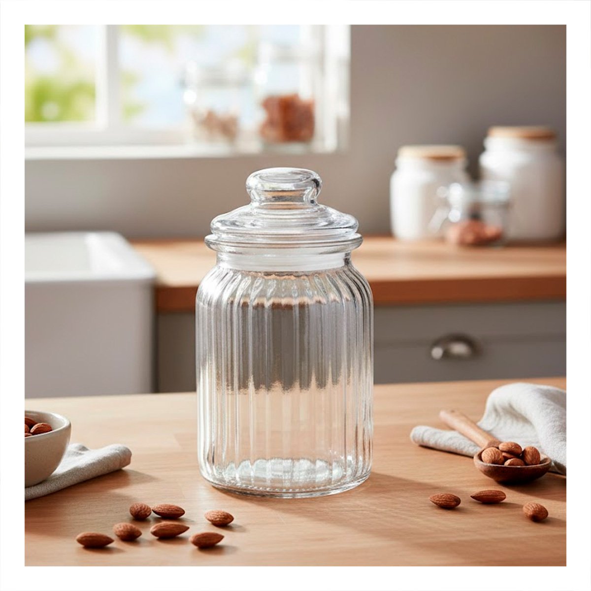PACK4 CONTENEDOR DE MESA 1020ML TRANSPARENTE A RAYAS PARA LIMONADAS DE LUJO - 2
