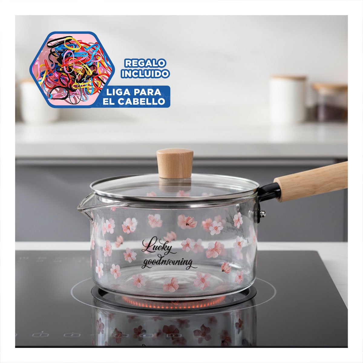 SOPERA AMPLIA DE ESTILO DELICADO PARA COCINA DIARIA TRANSPARENTE FLORES YLIGAS REGALO - 2