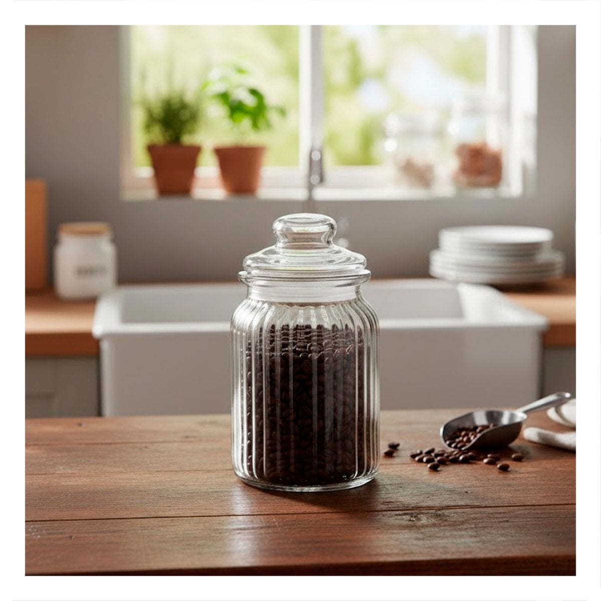 ENVASE DE COCINA 1020ML TRANSPARENTE A RAYAS PARA SUS CEREALES HOY YREGALO STICKER - 3