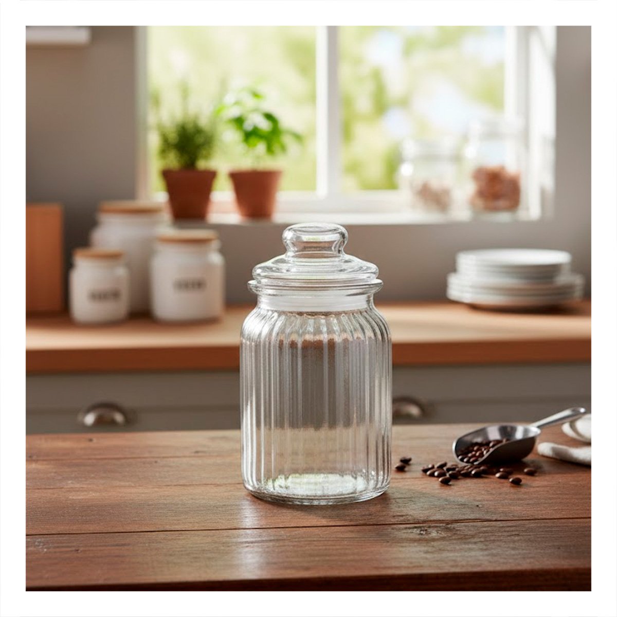 PACK12 FRASCO DE VIDRIO 1020ML TRANSPARENTE A RAYAS PARA UN ESTANTE DE LUJO YPAPEL REGALO - 2