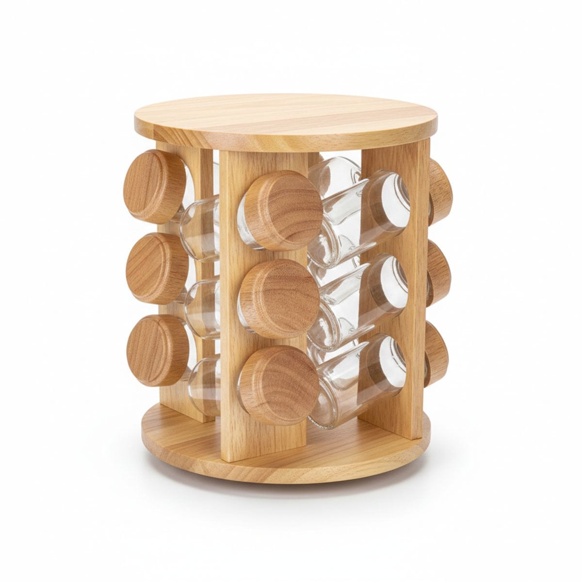 PACK4 ESPECIERO CIRCULAR GIRATORIO CON 12 FRASCOS Y SOPORTE MADERA YPAPEL REGALO - 3