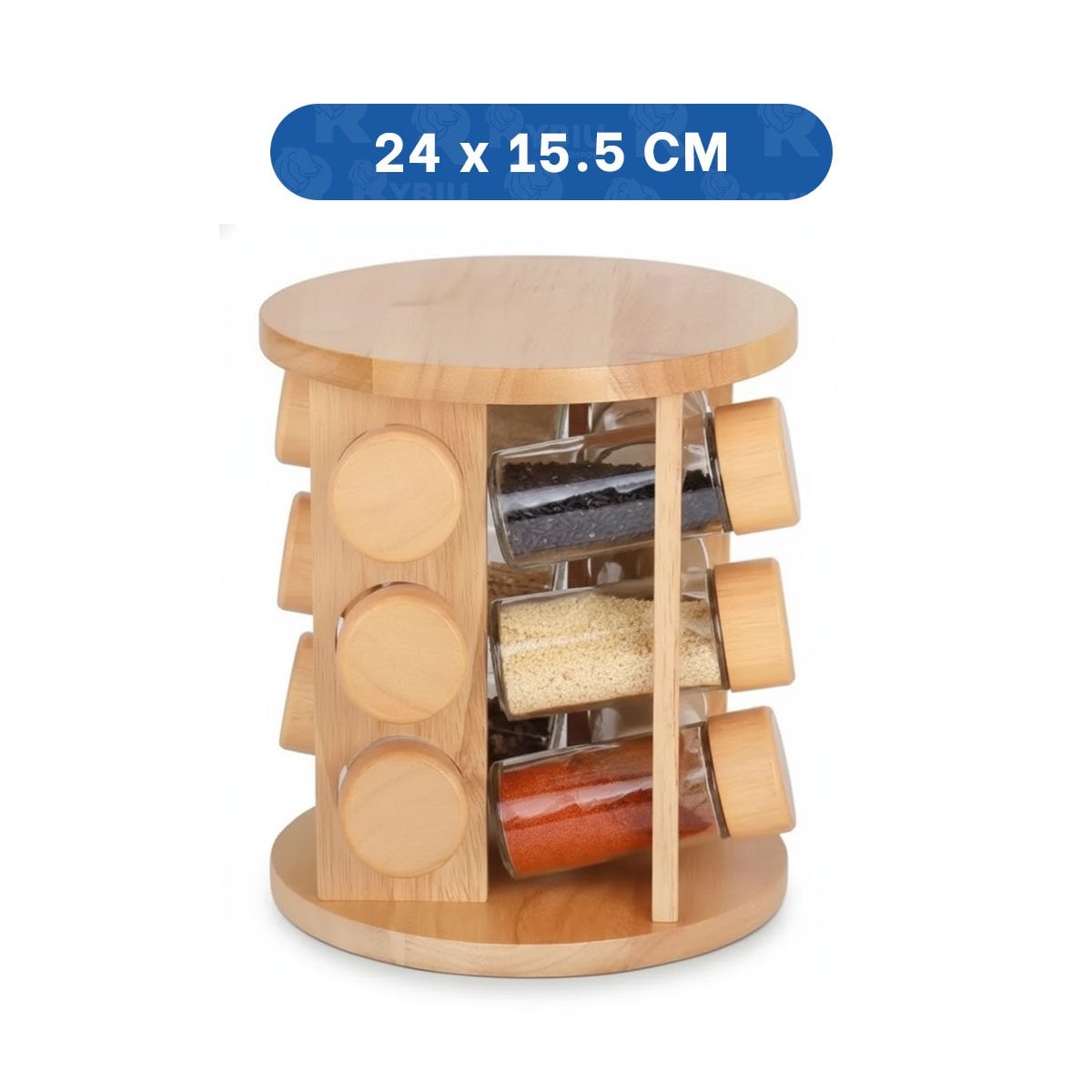 PACK4 ESPECIERO CIRCULAR GIRATORIO CON 12 FRASCOS Y SOPORTE MADERA YPAPEL REGALO - 4