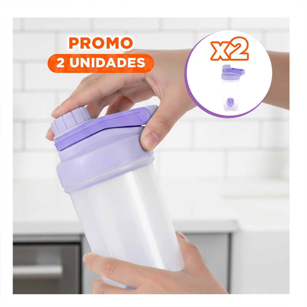 PACK2 VASO TOMATODO SHAKER 500ML LILA FÁCIL DE TRANSPORTAR Y USAR DIARIO YPAPEL REGALO - 1