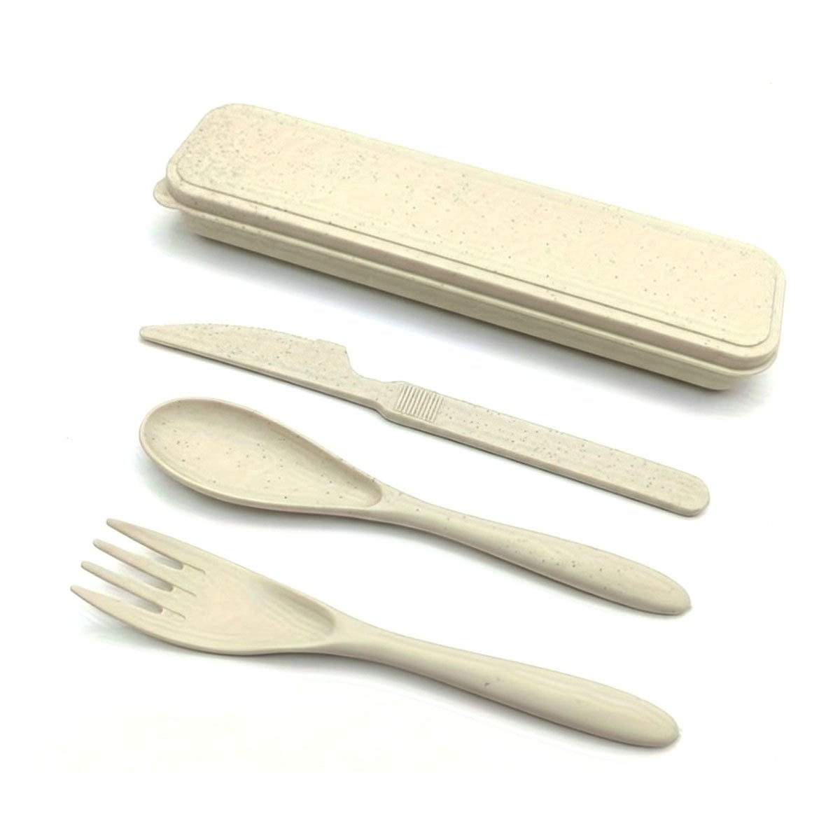 KIT 3 CUBIERTOS DE VIAJE REUTILIZABLES CON ESTUCHE BEIGE YLIGAS REGALO - 5